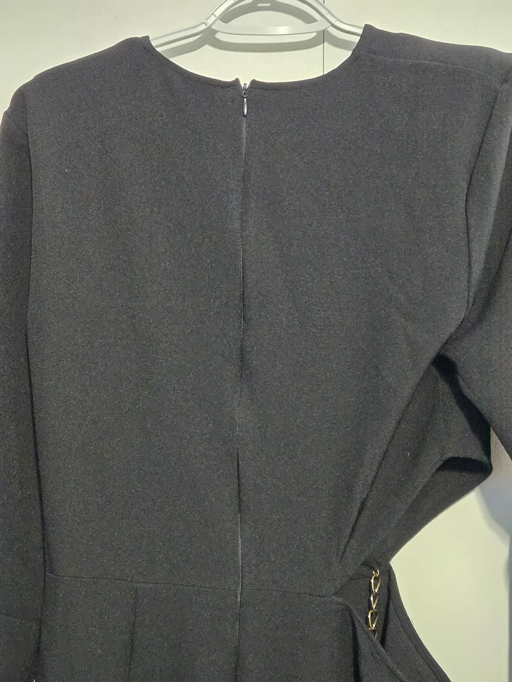 Mango Black Maxi Dress Womens Size 8 Side Cutout‎ Chain Detail Long Sleeve